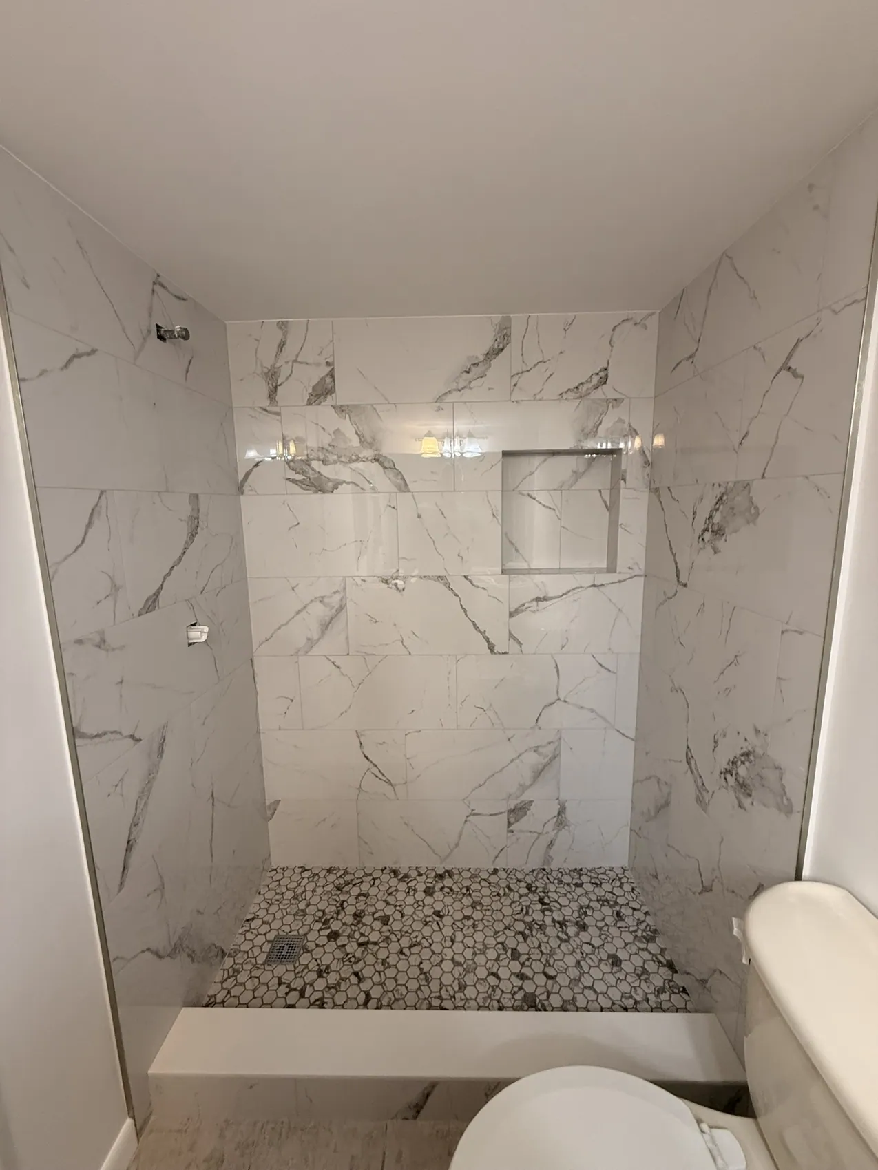 Marble-Look Shower Tile